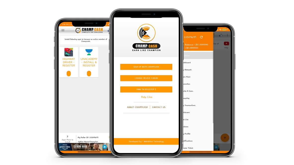 A website screenshot of ChampCash Portfolio