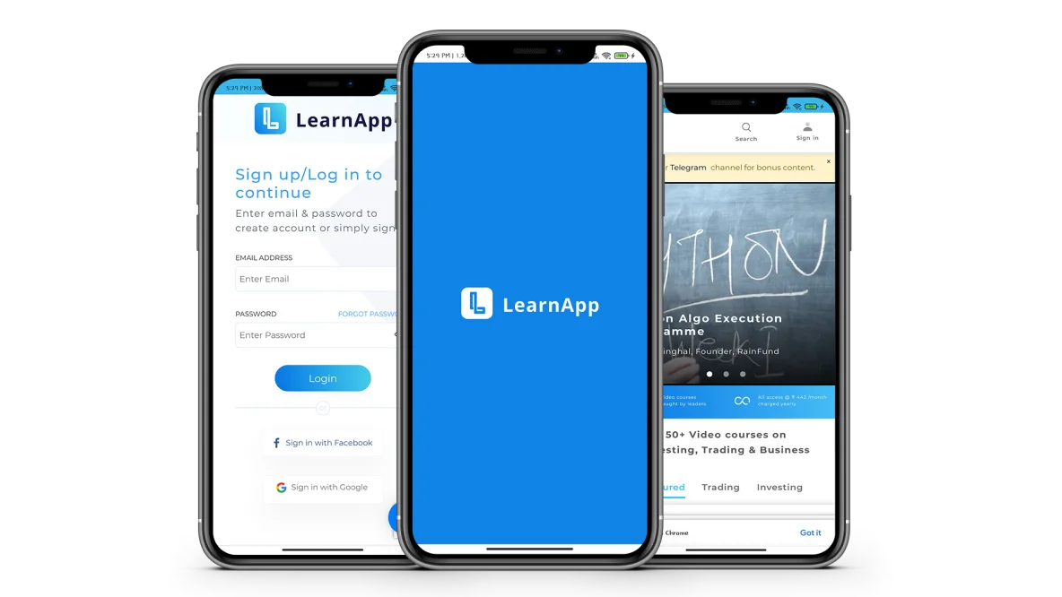 A website screenshot of LearnApp Portfolio